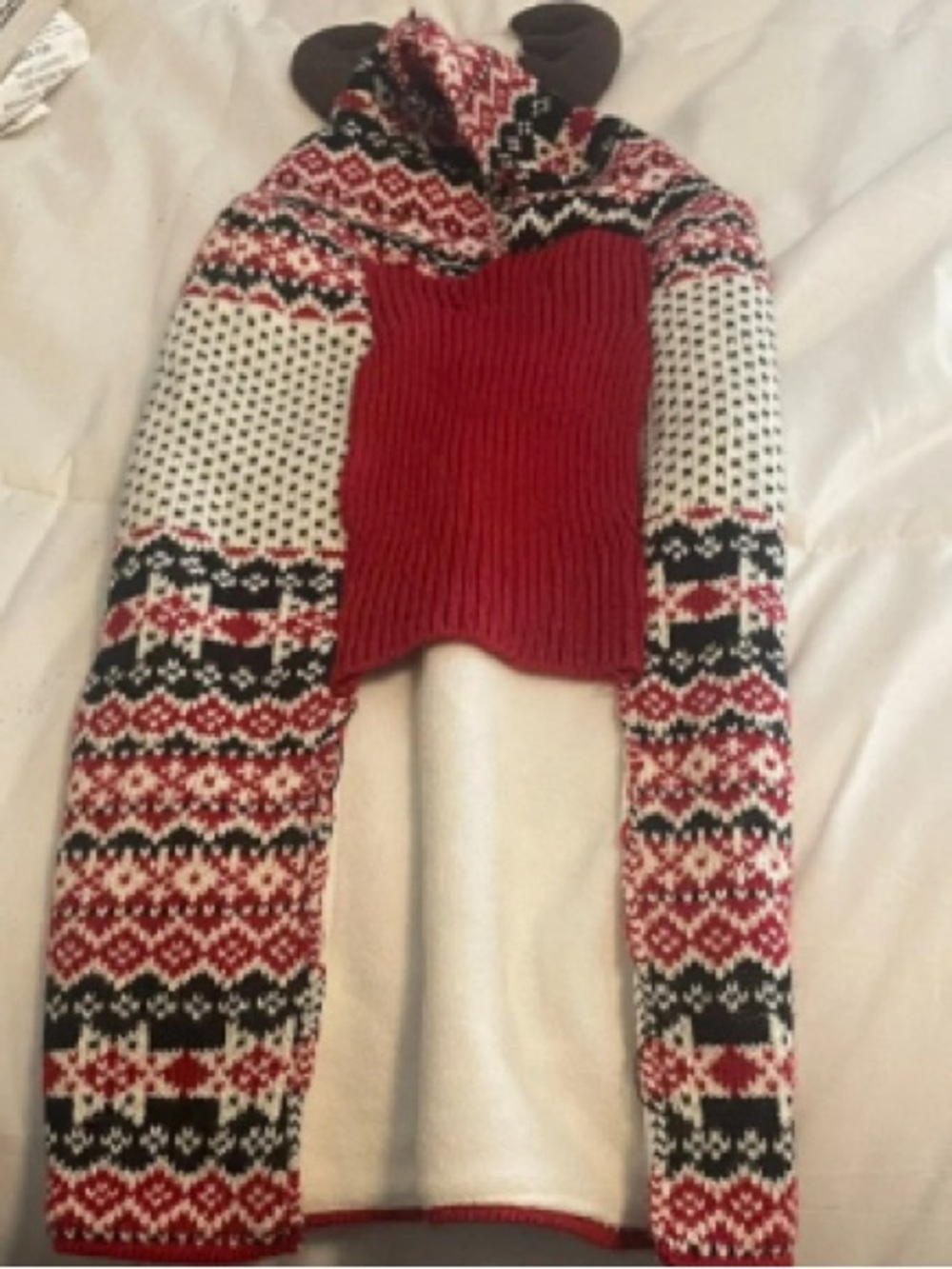 Cozy Red Fair Isle Hooded Women's Sweater